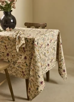 NAPPE EN COTON ET LIN À MOTIF AQUARELLE MULTICOLORE