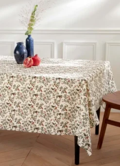 NAPPE EN COTON IMPRIMÉ VÉGÉTAUX MULTICOLORE