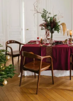 NAPPE EN COTON POINT BOURDON DORÉ BORDEAUX