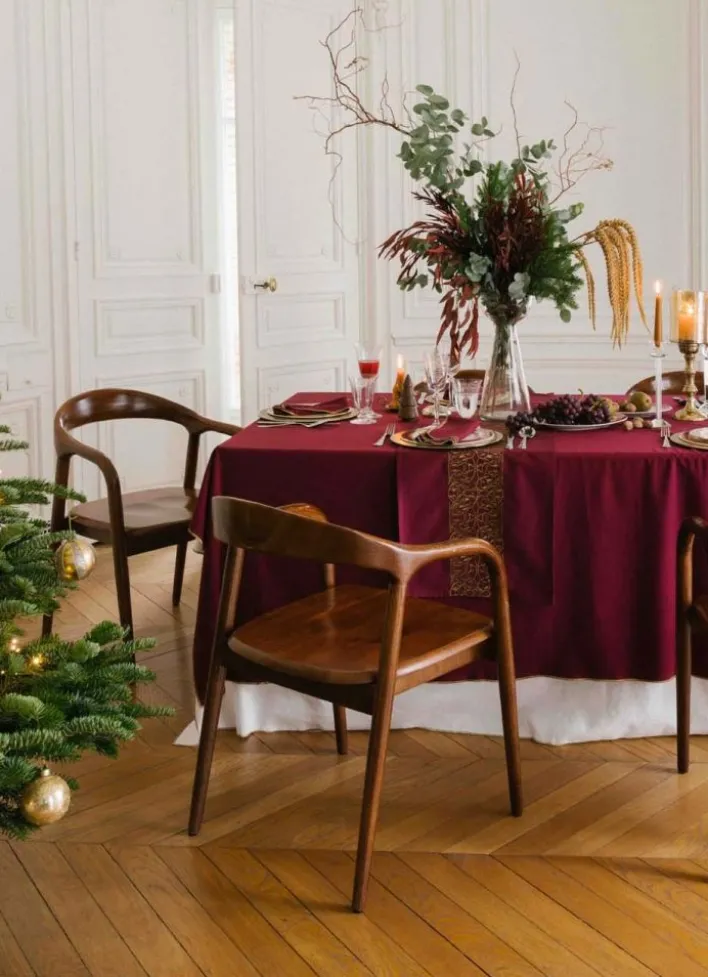 NAPPE EN COTON POINT BOURDON DORÉ BORDEAUX
