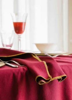 NAPPE EN COTON POINT BOURDON DORÉ BORDEAUX