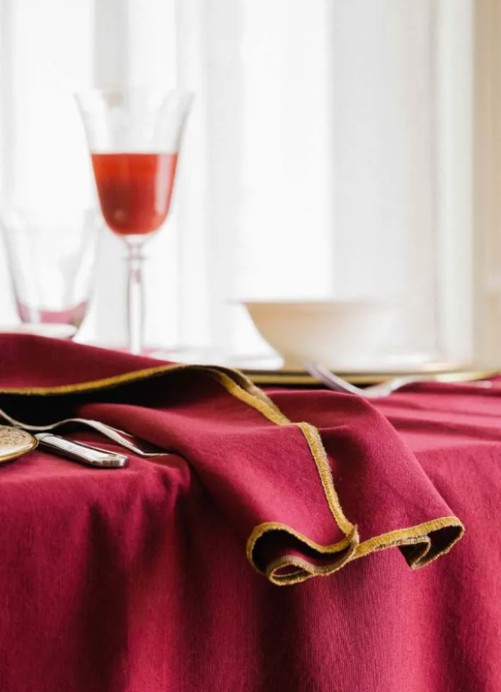 NAPPE EN COTON POINT BOURDON DORÉ BORDEAUX
