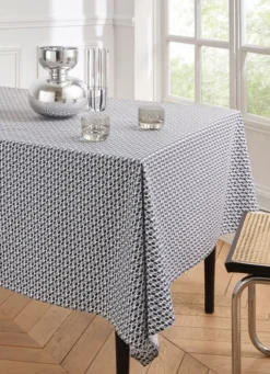 NAPPE ENDUITE IMPRIMÉ GRAINS DE CAFÉ BLANC/MARINE