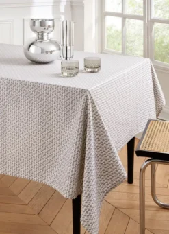 NAPPE ENDUITE IMPRIMÉ GRAINS DE CAFÉ BLANC/GRIS