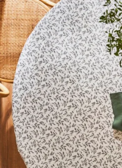 NAPPE ENDUITE À MOTIF VÉGÉTAL BLANC / GRIS