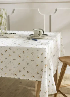 NAPPE EN SEERSUCKER IMPRIMÉ FLORAL MULTICOLORE/BLANC