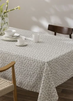 NAPPE EN TOILE DE COTON ENDUITE IMPRIMÉE FLORALE MULTICOLORE/VERT