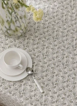 NAPPE EN TOILE DE COTON ENDUITE IMPRIMÉE FLORALE MULTICOLORE/VERT