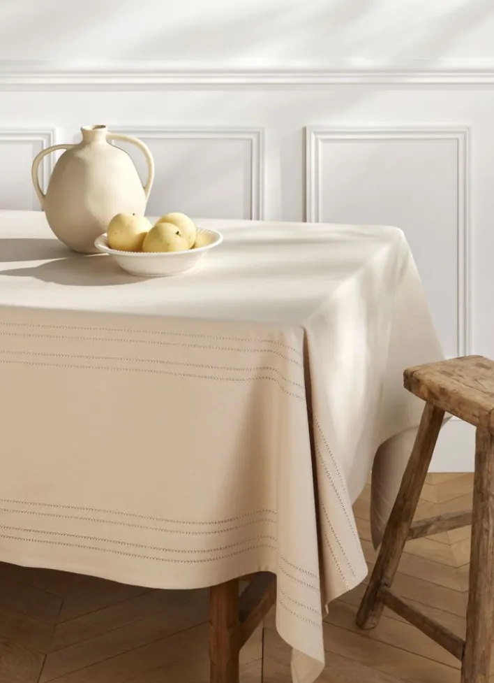 NAPPE POINÇON EN COTON NANI GRIS BEIGE