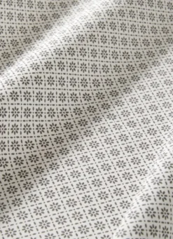 NAPPE RONDE EN COTON ENDUIT MOTIF FANTAISIE BLANC/GRIS