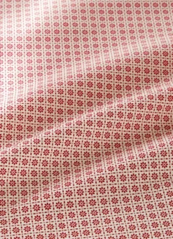 NAPPE RONDE EN COTON ENDUIT MOTIF FANTAISIE BLANC/ROUGE