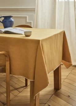 NAPPE UNIE À BOURDON CONTRASTÉ EN COTON ET LIN OSIER