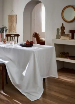 NAPPE UNIE EN TOILE BLANC