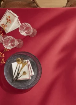 NAPPE UNIE EN TOILE BORDEAUX
