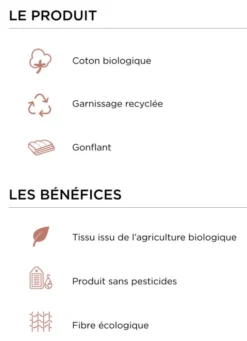 OREILLER CARRÉ MOELLEUX EN COTON BIO BLANC