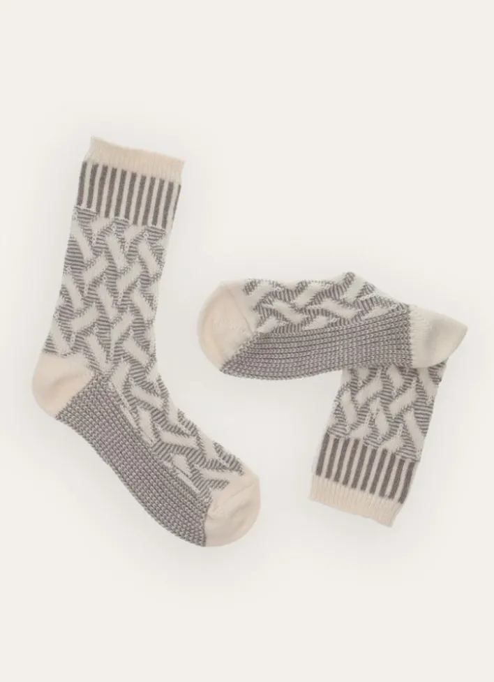 PAIRE DE CHAUSSETTES BICOLORES JESSIE ÉCRU