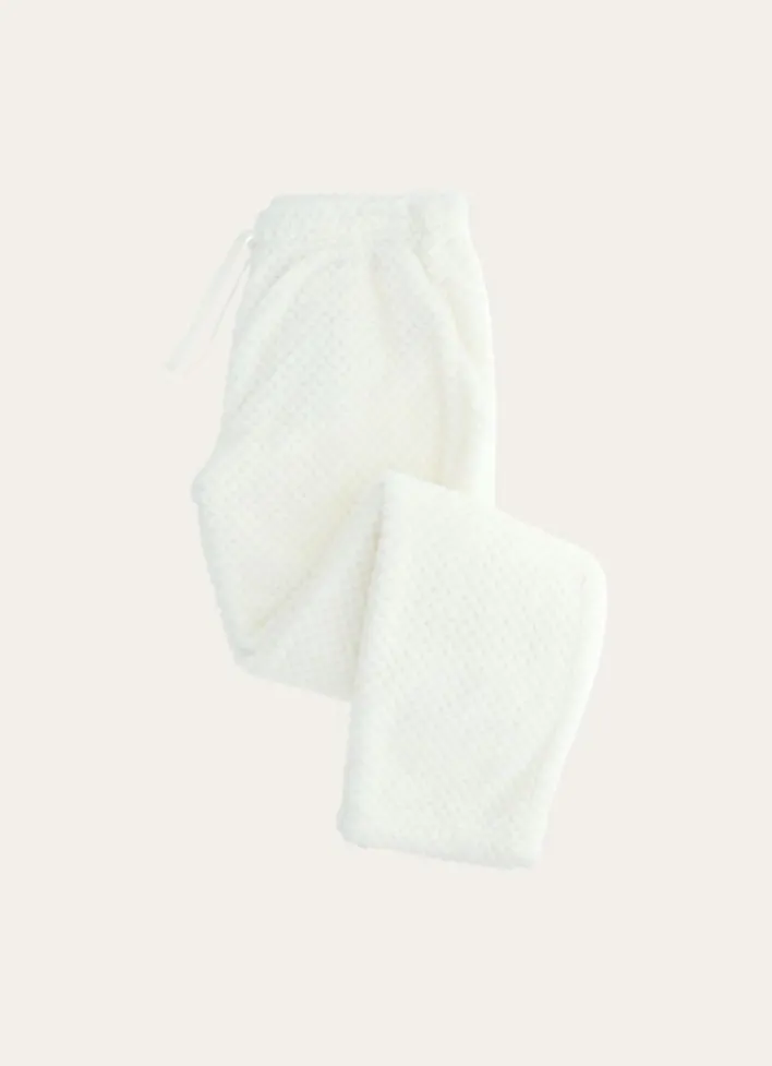 PANTALON DE PYJAMA EN POLAIRE FAÇON MOUTON ÉCRU