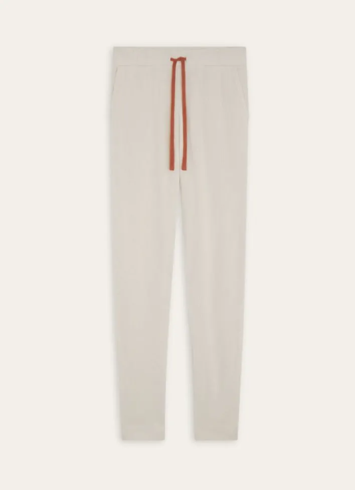 PANTALON D'INTÉRIEUR EN MAILLE NID D'ABEILLE ECRU