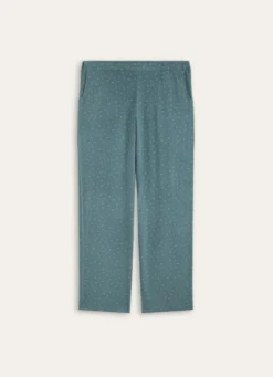 PANTALON DROIT ÉCRU POIS BLEU