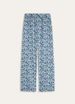 PANTALON DROIT IMPRIMÉ BLEU