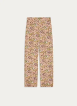 PANTALON EN VISCOSE IMPRIMÉE FLORAL NOUR CORAIL