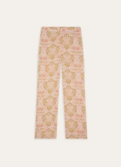 PANTALON EN VISCOSE IMPRIMÉ FLORAL INDIEN ROSE
