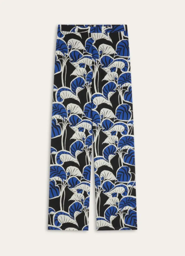 PANTALON IMPRIMÉ VÉGÉTAL EN VISCOSE Noir