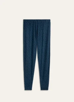 PANTALON RESSERÉ MARINE POIS BLANC