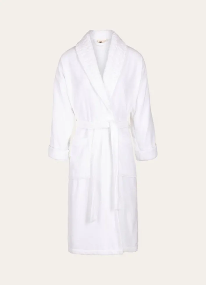 PEIGNOIR COL VELOURS CISELÉ BLANC