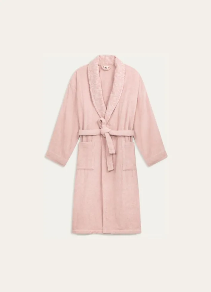PEIGNOIR COL VELOURS CISELÉ ROSE