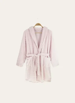 PEIGNOIR COURT EN VELOURS POLAIRE ROSE PÂLE