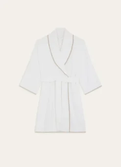 PEIGNOIR DE BAIN FINITION BOURDON OPÉRA BLANC/BEIGE