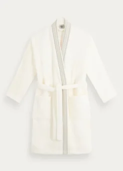 PEIGNOIR KIMONO À BANDE DÉCORATIVE IVOIRE