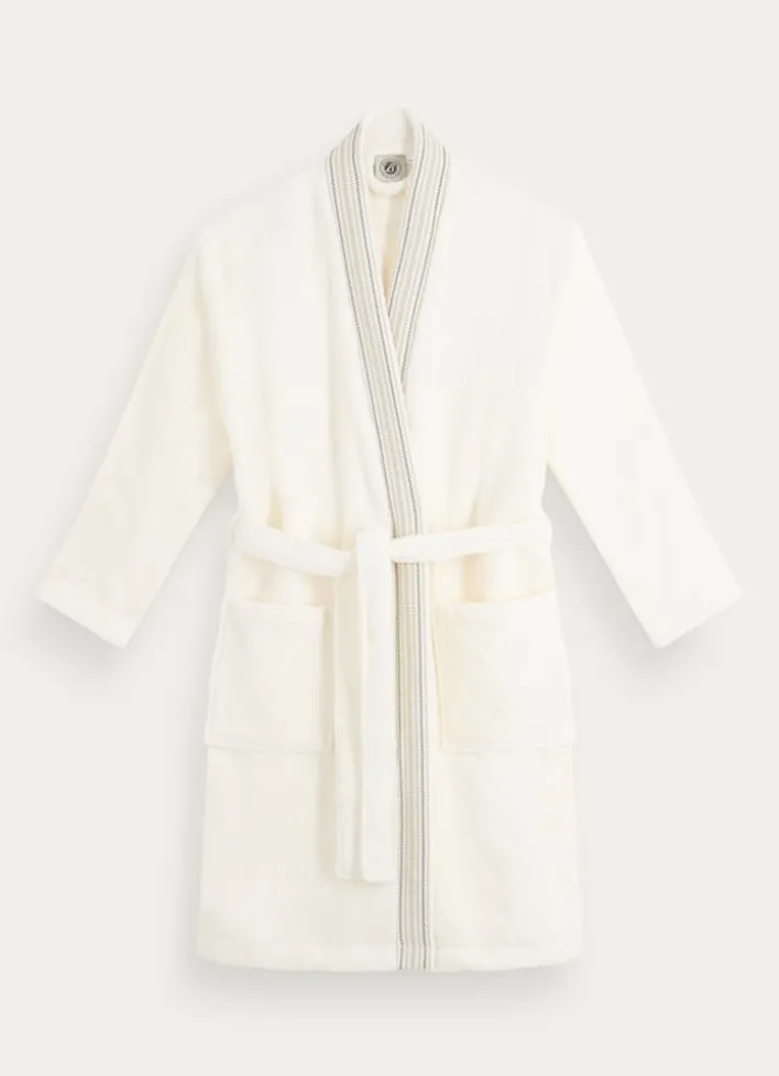 PEIGNOIR KIMONO À BANDE DÉCORATIVE IVOIRE