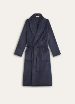 PEIGNOIR LONG UNI BLEU MARINE