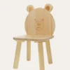 PETITE CHAISE EN BOIS AVEC DOSSIER TÊTE D'OURS NATUREL