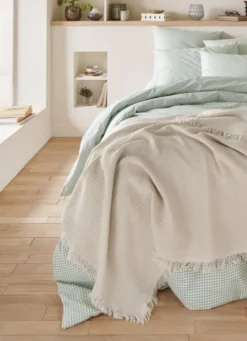 PLAID EN GAZE DE COTON GREGE
