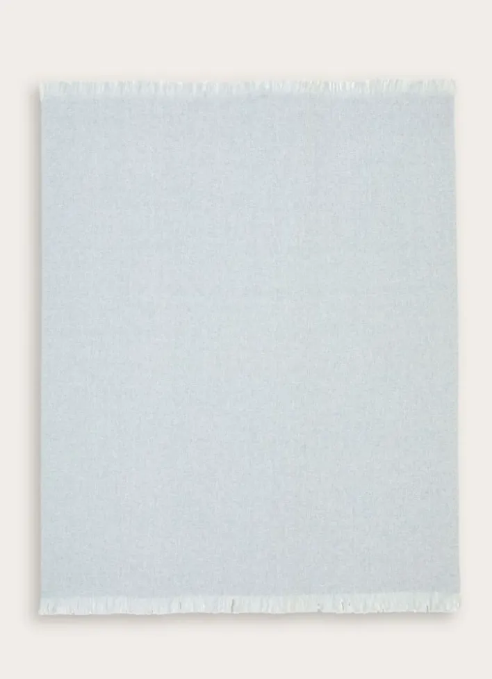 PLAID EN TISSÉ EFFET GRANITÉ UNI BLEU