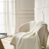 PLAID EN TRIPLE GAZE DE COTON LAVÉ GREGE