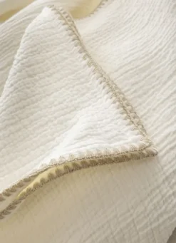 PLAID EN TRIPLE GAZE DE COTON LAVÉ GREGE