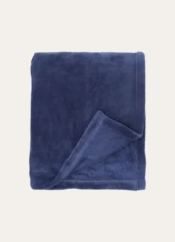 PLAID POLAIRE UNI DOUX BLEU