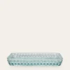 PLATEAU DE SALLE DE BAIN EN VERRE MOTIF FLEUR BLEU CLAIR