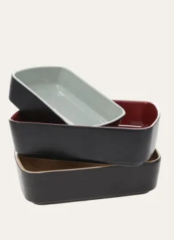 PLAT À FOUR BICOLORE EN CÉRAMIQUE GRAND FORMAT ROUGE OPÉRA