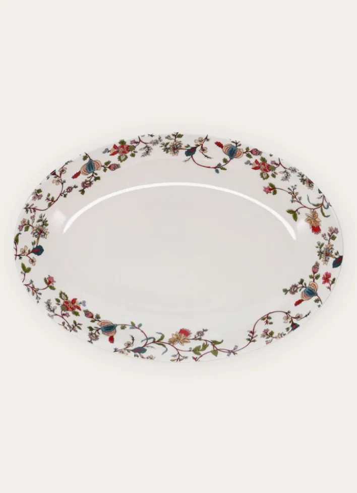 PLAT OVALE EN PORCELAINE JISPAHAN BLANC