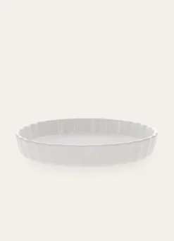 PLAT À TARTE EN GRÈS AUTHENTIQUE BLANC