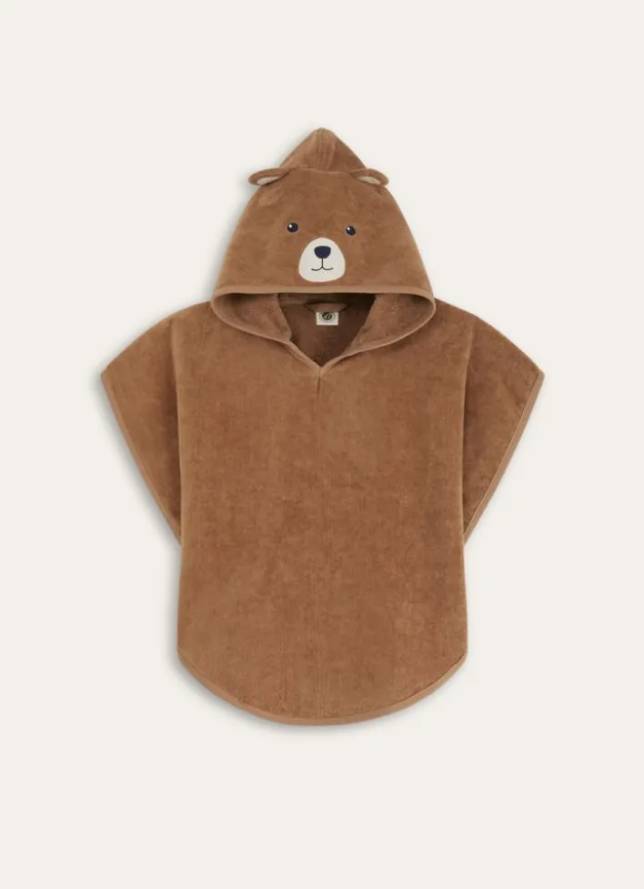 PONCHO DE BAIN ENFANT EN VELOURS ÉPONGE OURSON MARRON