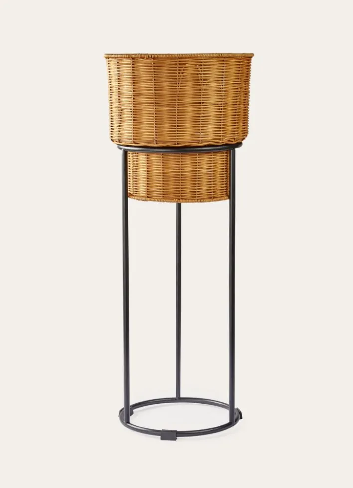 PORTE PLANTE EN ROTIN BEIGE