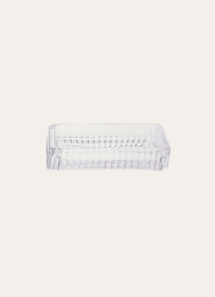 PORTE-SAVON EN VERRE STRIÉ TRANSPARENT