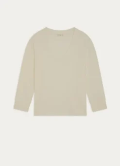 PULL COL V EN MAILLE CONFORTABLE ECRU