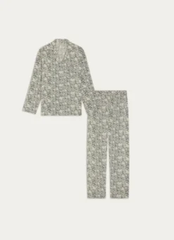 PYJAMA IMPRIMÉ EN FLANELLE DE COTON Bleu ORAGE